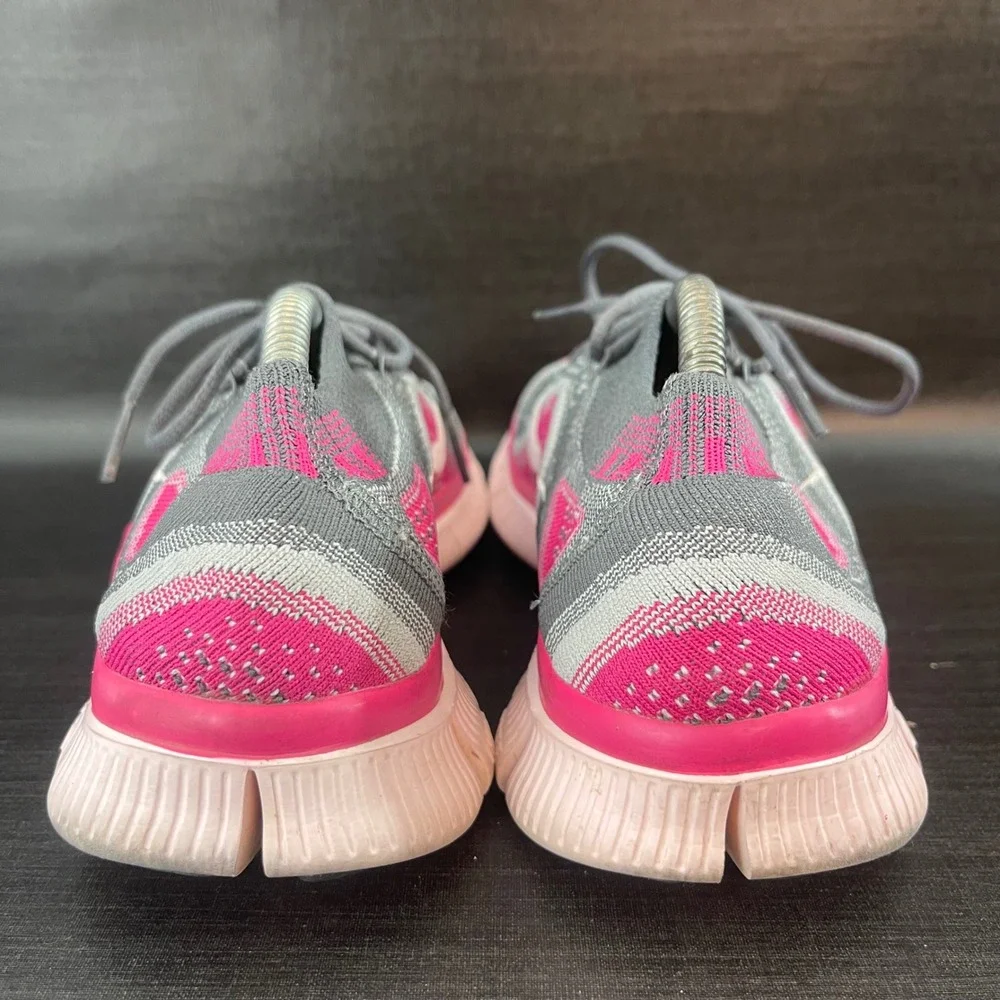 Nike Free 5.0 Flyknit Womens 6.5‎ Grey Pink Running Athletic Shoes 615806-016